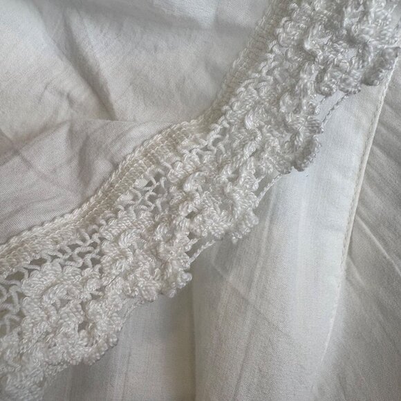 Victorian-Inspired Ruffle Cotton Lace White Medium Blouse Button Romantic Sailor - Picture 7 of 8